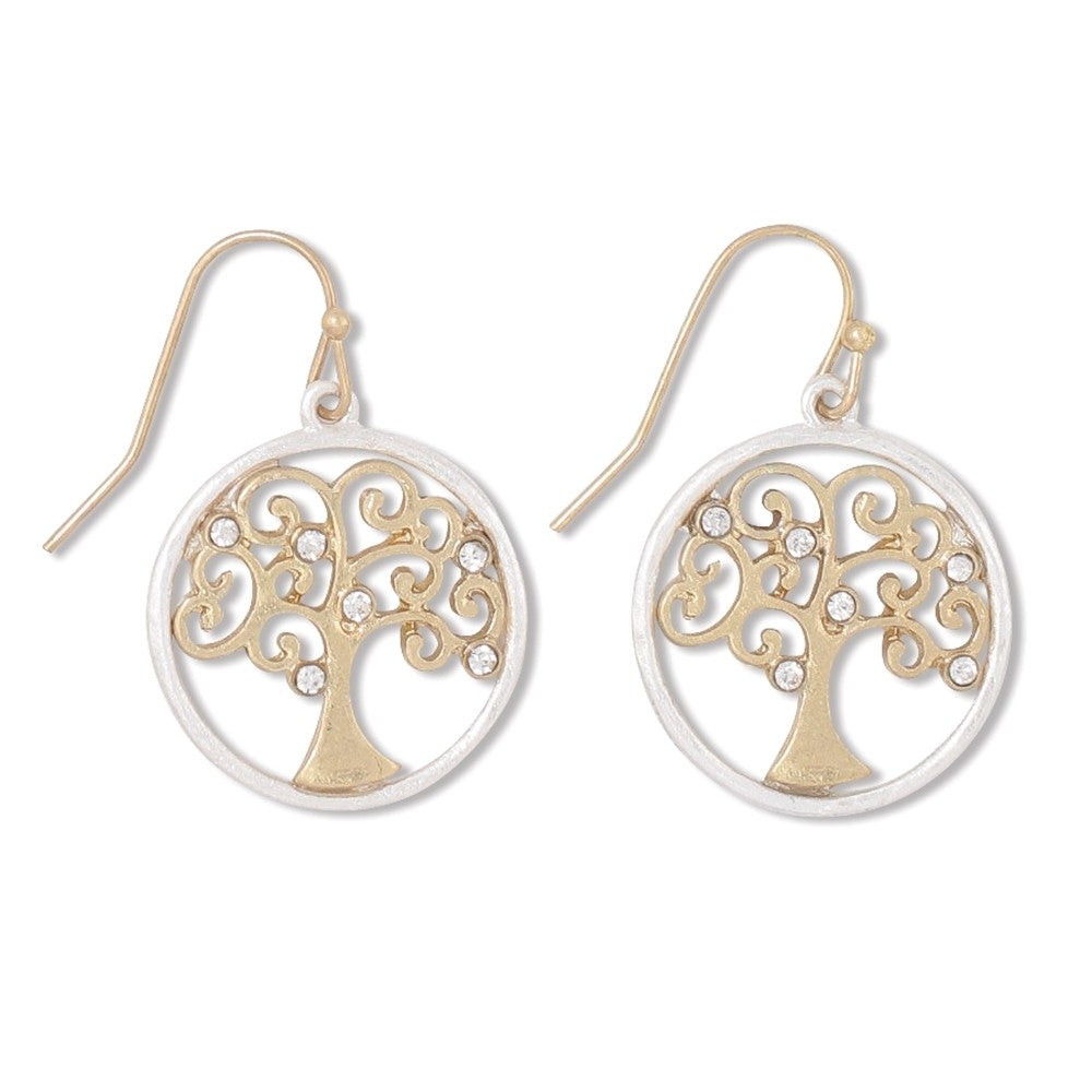 Earrings-Silver w Gold Tree of Life