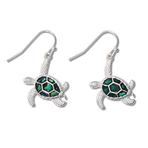 Earrings-Silver Turtle with Abalone