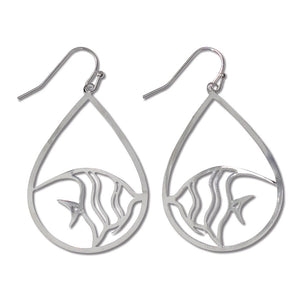 Earrings-Silver Fish Teardrop