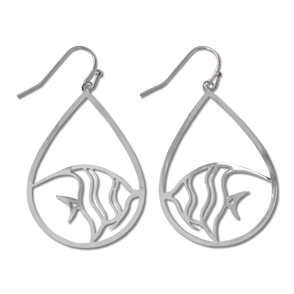 Earrings-Silver Fish Teardrop