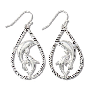 Periwinkle Dolphins Silver Teardrop Earrings