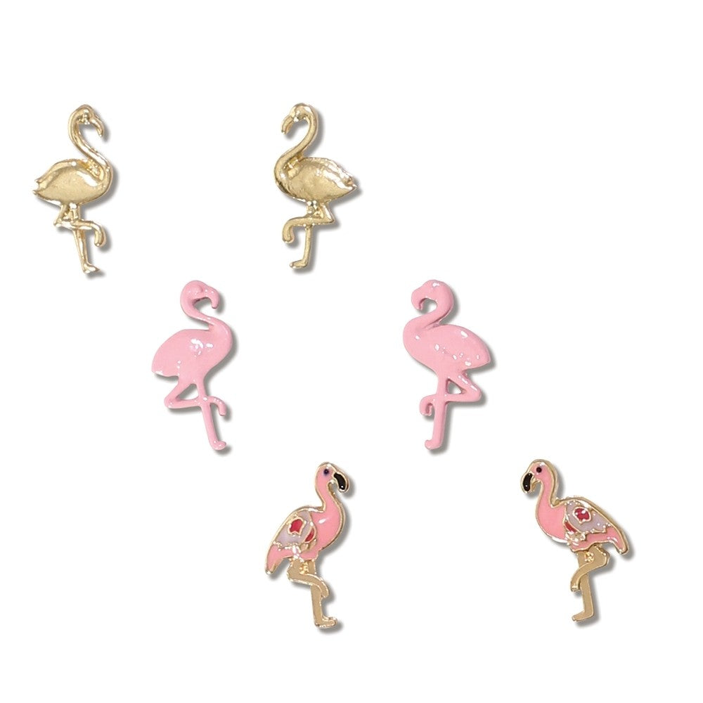 Periwinkle Gold & Enameled Flamingoes' Trio