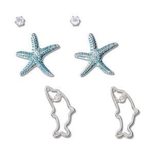 Earrings-Dolpihin Starfish Trio
