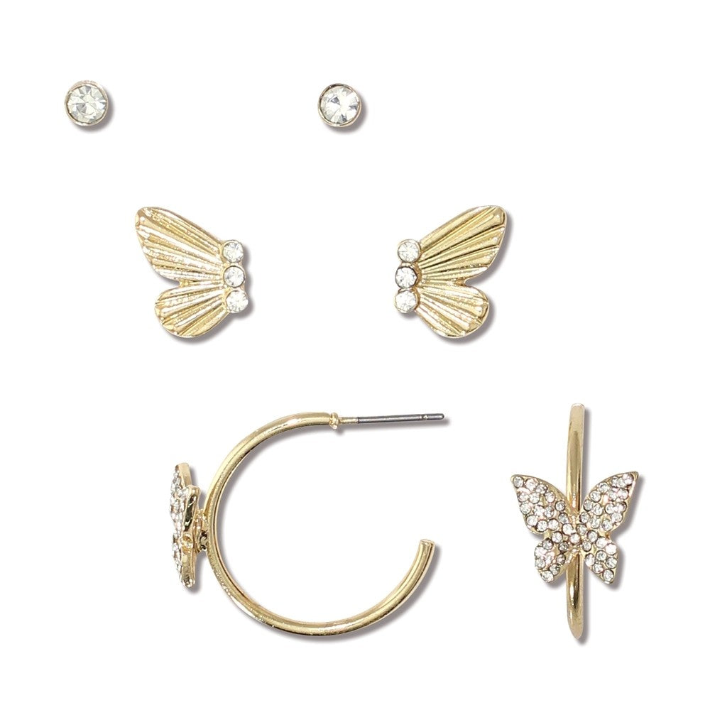 Earrings-Crystal Butterfly Trio