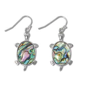 Earrings-Silver and Abalone Turtles