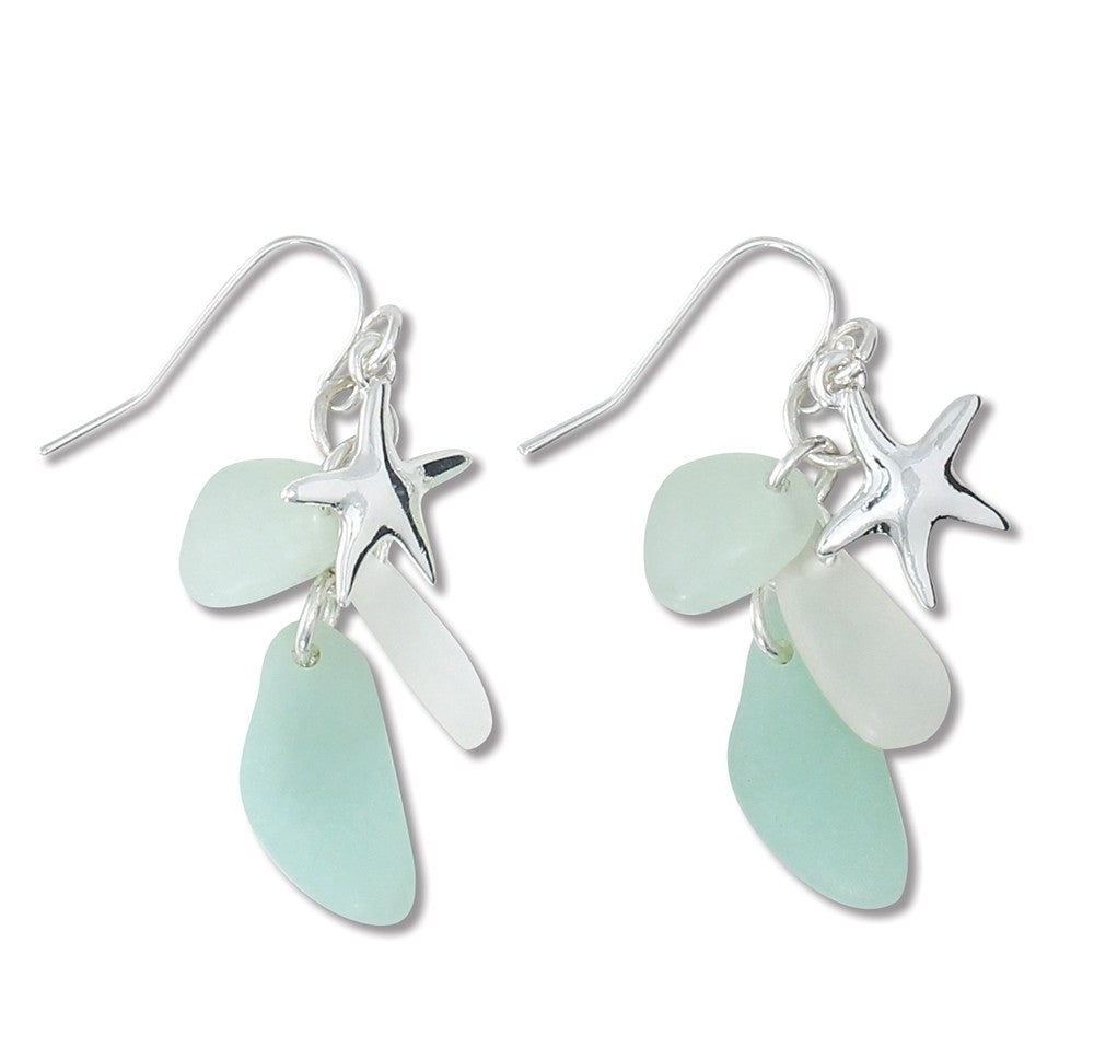 Earrings-Starfish with Sea Glass