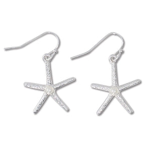 Earrings-Silver Starfish w Pearl