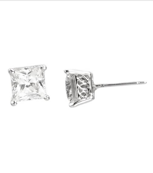 Princess Cut CZ Stud Earrings