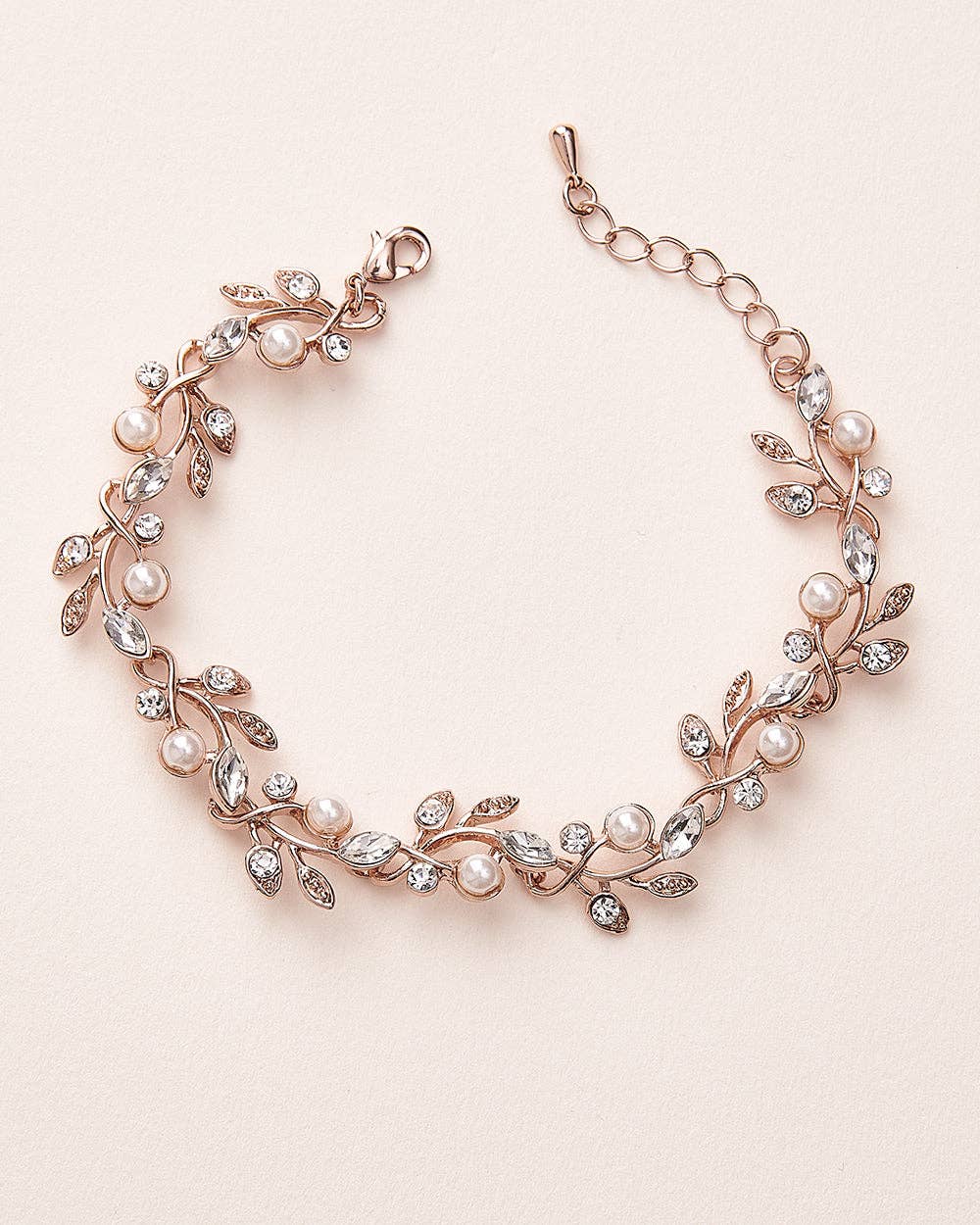 Alexa Pearl & Crystal Bracelet: Rose Gold