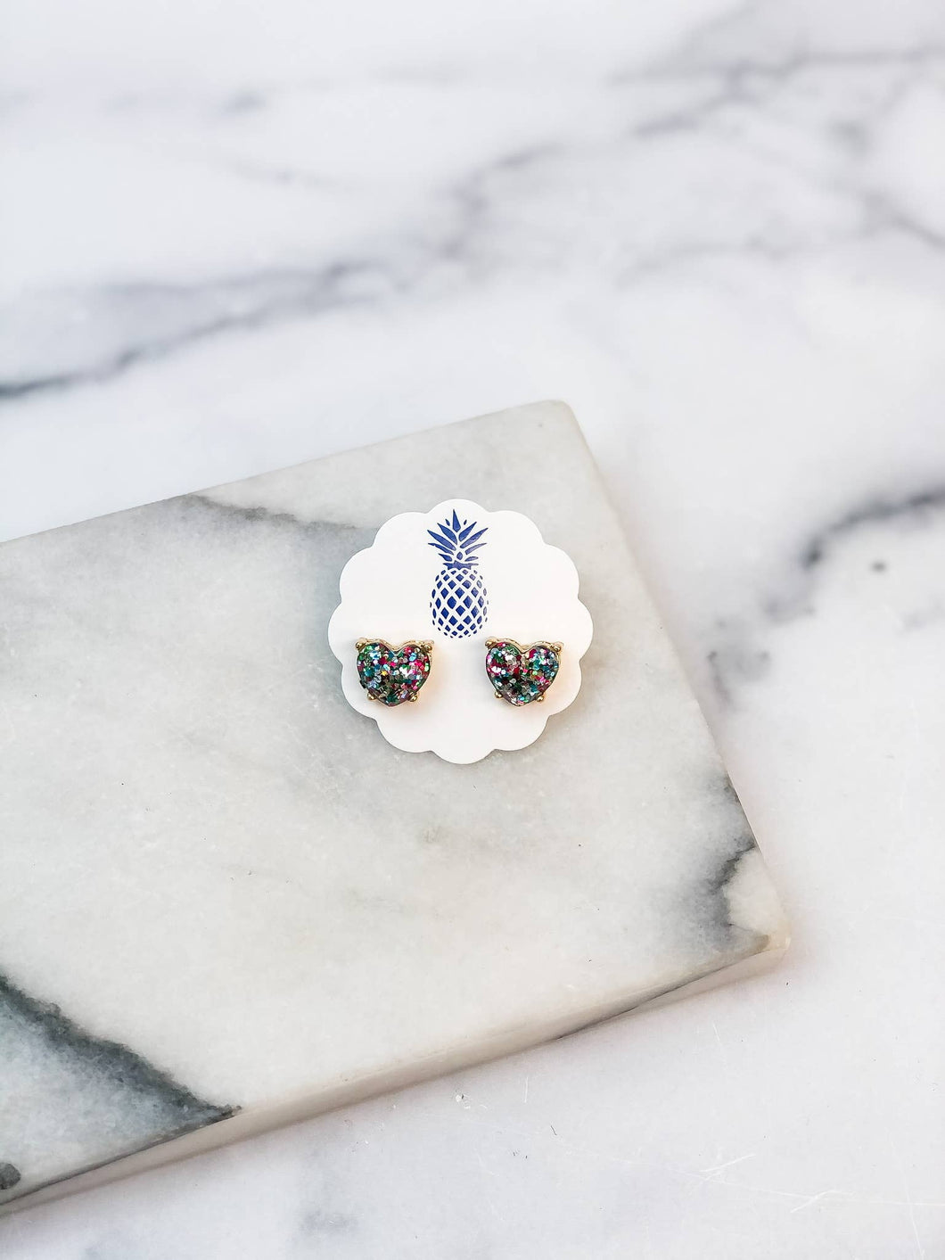 Prep Obsessed Wholesale - Glitter Heart Stud Earrings