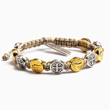 Load image into Gallery viewer, Benedictine Blessing Bracelet - Mixed Medals Tan
