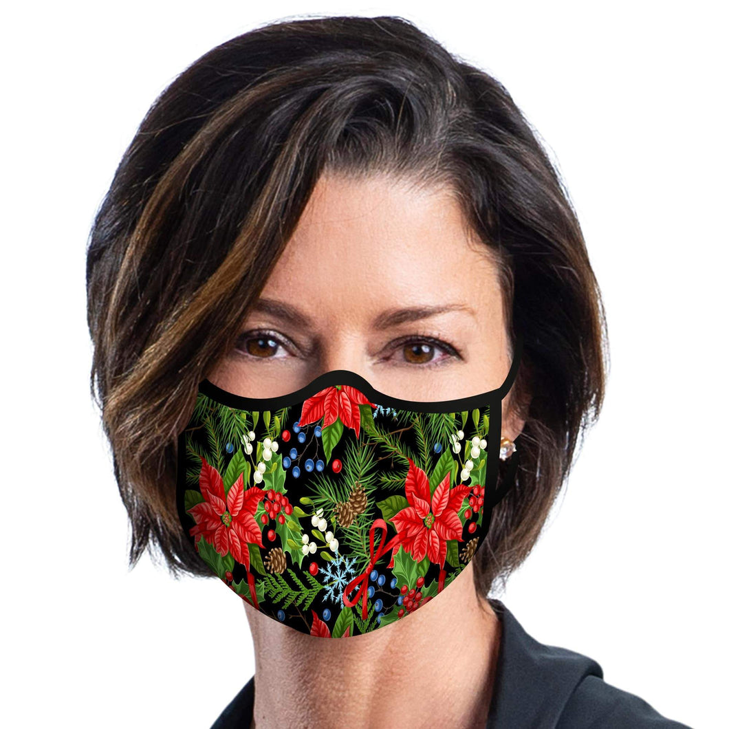 RAINCAPER POINSETTIAS REUSABLE FABRIC FACE MASK