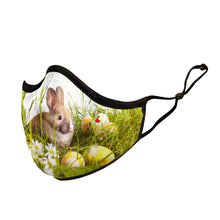 Load image into Gallery viewer, EASTER BUNNY &amp; EGGS REUSABLE FABRIC FACE MASK RAINCAPER
