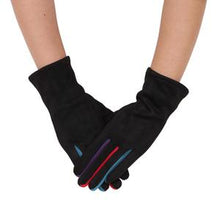 Load image into Gallery viewer, BLACK &amp; MULTICOLOR TEXTING GLOVES
