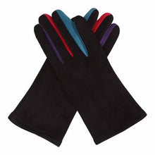 Load image into Gallery viewer, BLACK &amp; MULTICOLOR TEXTING GLOVES
