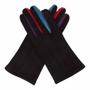 BLACK & MULTICOLOR TEXTING GLOVES