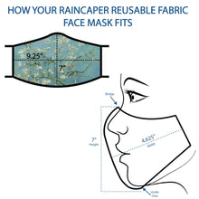Load image into Gallery viewer, RAINCAPER ORNAMENTS ON GREEN REUSABLE FABRIC FACE MASK
