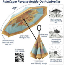 Load image into Gallery viewer, RainCaper - RainCaper van Gogh Almond Blossom Reverse Umbrella

