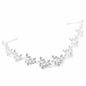 Crystal with Rhinestone Flexible Wedding head band: Silver-Clear