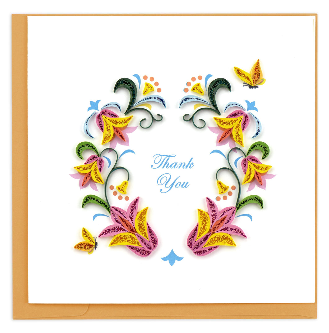 Quilling Card - Thank You Flower Wreath