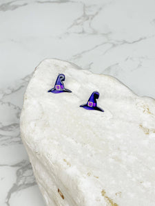 Printed Witch Hat Stud Earrings