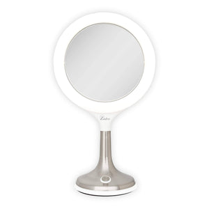 Solana Lighted Makeup Mirror with Magnification & Touch Pad: 8X/1X / Round / White