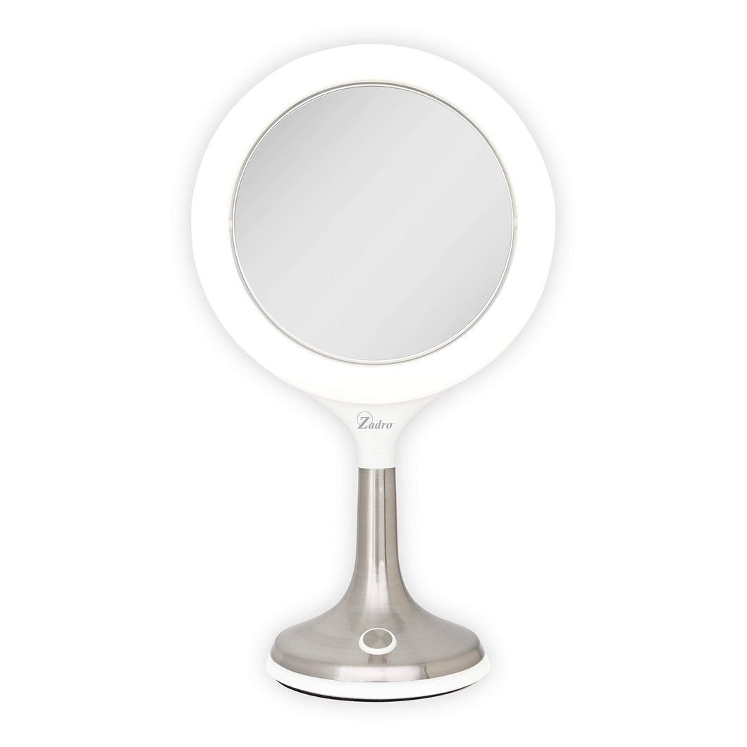 Solana Lighted Makeup Mirror with Magnification & Touch Pad: 8X/1X / Round / White
