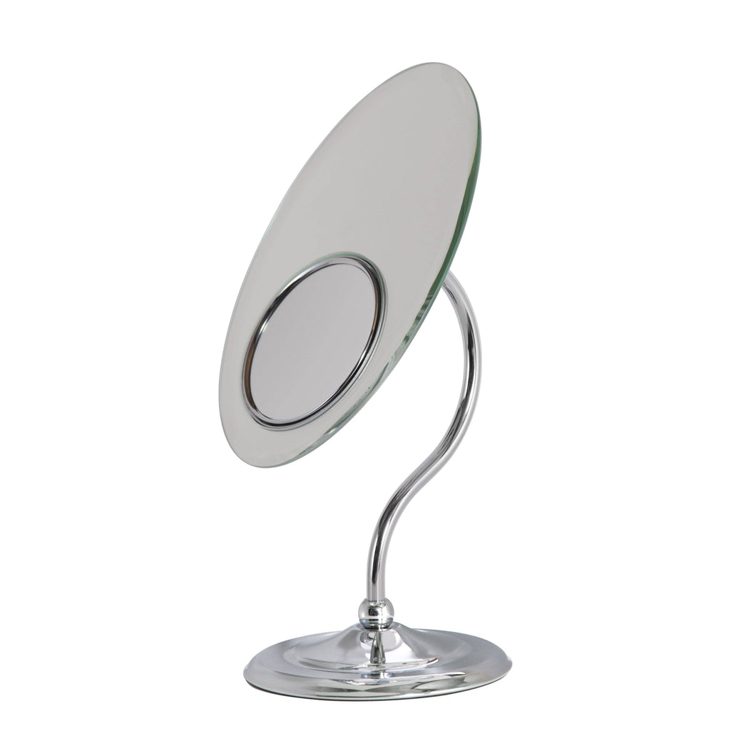 Tri-Optics Beveled Makeup Mirror with Magnification: Oval / 8X/3X/1X / Chrome