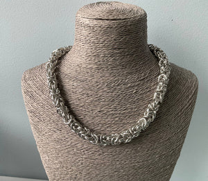 Knotted Silver Statement Necklace