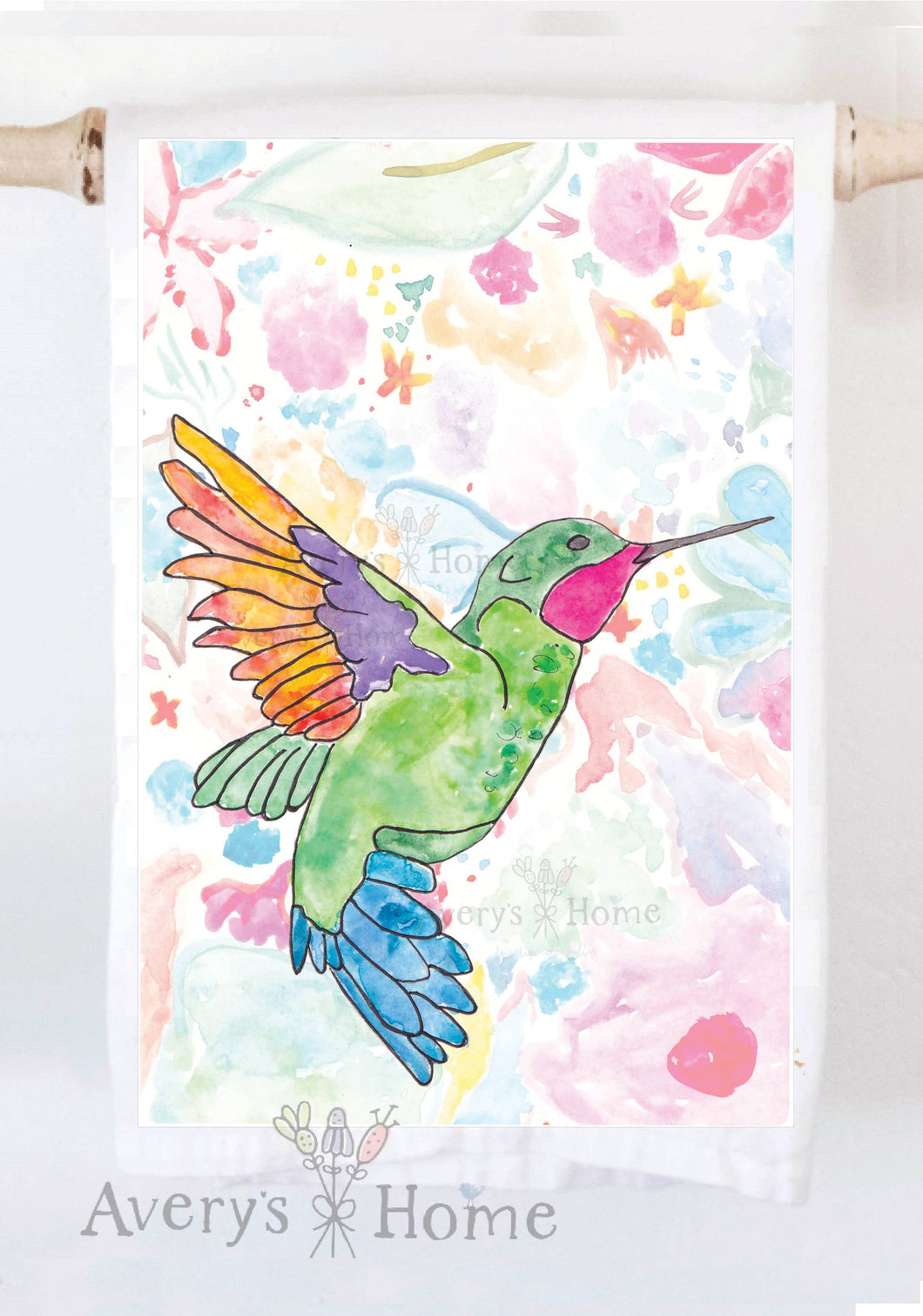 Hummingbird Summer Customizable Kitchen Towel