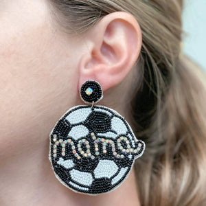 Glitzy Soccer Mama Beaded Dangle Earrings