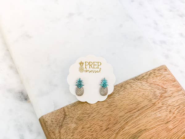 Prep Obsessed Wholesale - Semi-Precious Pineapple Stud Earrings