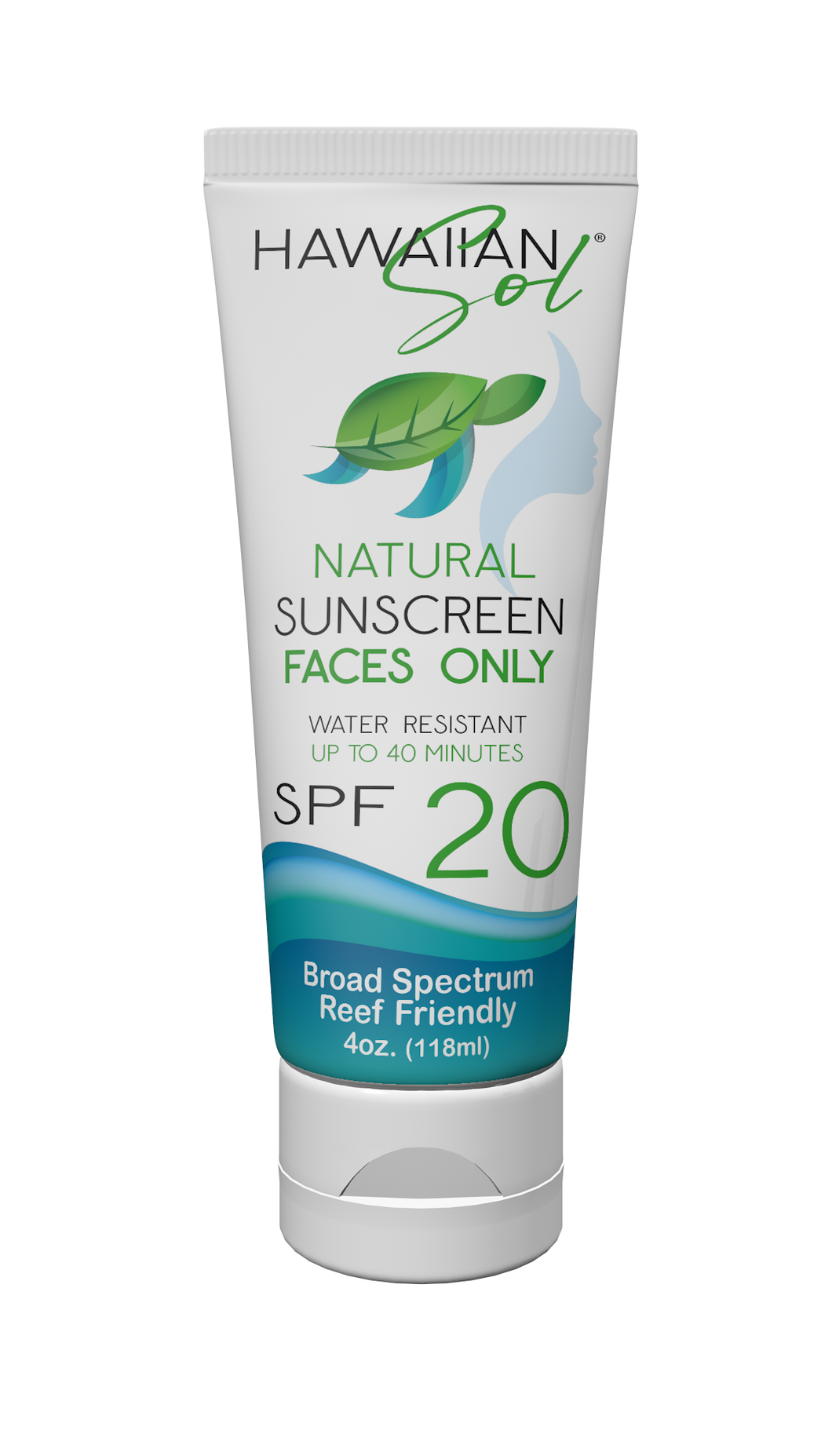 Hawaiian Sol Natural Faces Only SPF 20 - 4oz