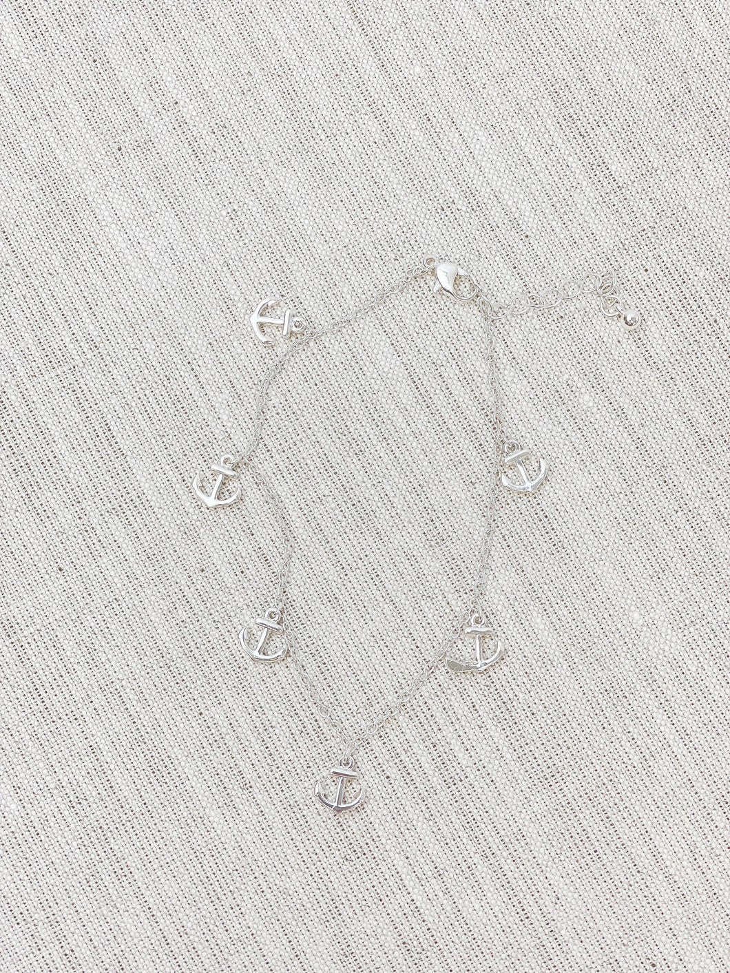 Silver Anchor Charm Anklet