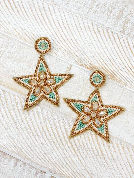Starfish Beaded Dangle Earrings