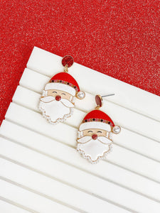 Happy Santa Rhinestone-Studded Dangle Earrings