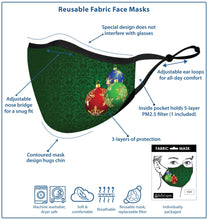 Load image into Gallery viewer, RAINCAPER RETRO CHRISTMAS REUSABLE FABRIC FACE MASK
