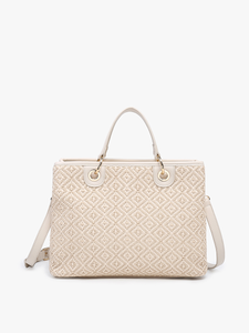 Nancy Woven Diamond Tote: Off White