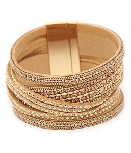 Multi-layer leather magnetic bracelet Gold