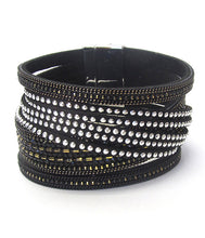 Load image into Gallery viewer, MULTI LAYER LEATHER MAGNETIC BRACELET Black

