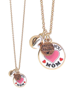 Mom theme multi charm pendant necklace - i love you mom