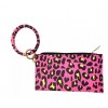 Hot Pink Leopard Bangle Key Chain Wristlet